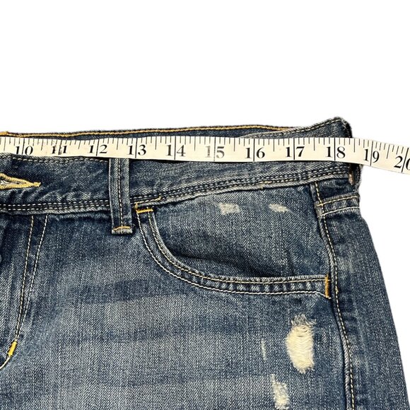 OLD NAVY Distressed Denim Mini Jean Skirt Size 12 Zip Up 5 Pocket Design - Picture 7 of 10